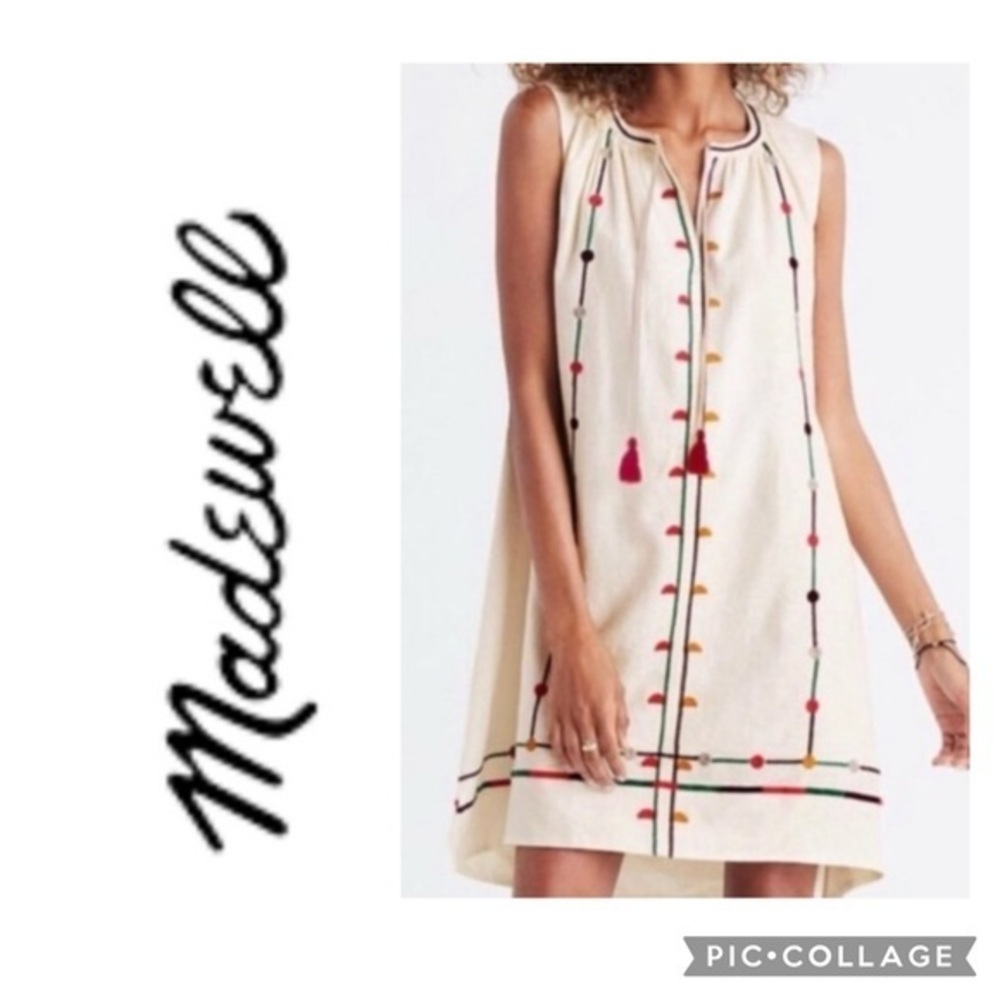 Madewell Cream Dress with Multicolor Accents
